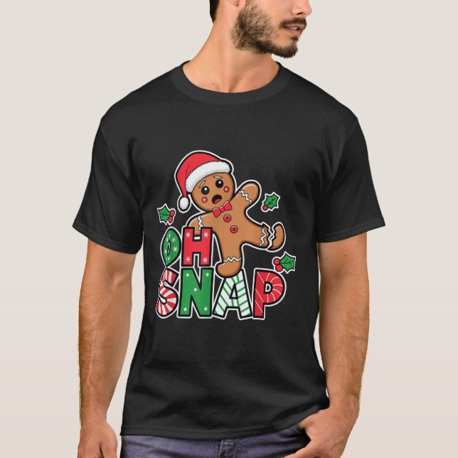 Camiseta Hombre de pan de jengibre Oh Navidades de chapa Fu (Anverso)