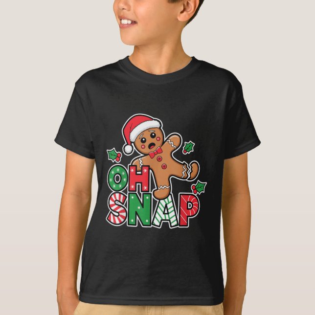 Camiseta Hombre de pan de jengibre Oh Navidades de chapa Fu (Anverso)