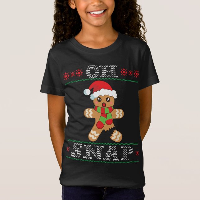 Camiseta Hombre de pan de jengibre Oh Navidades de chapa su (Anverso)