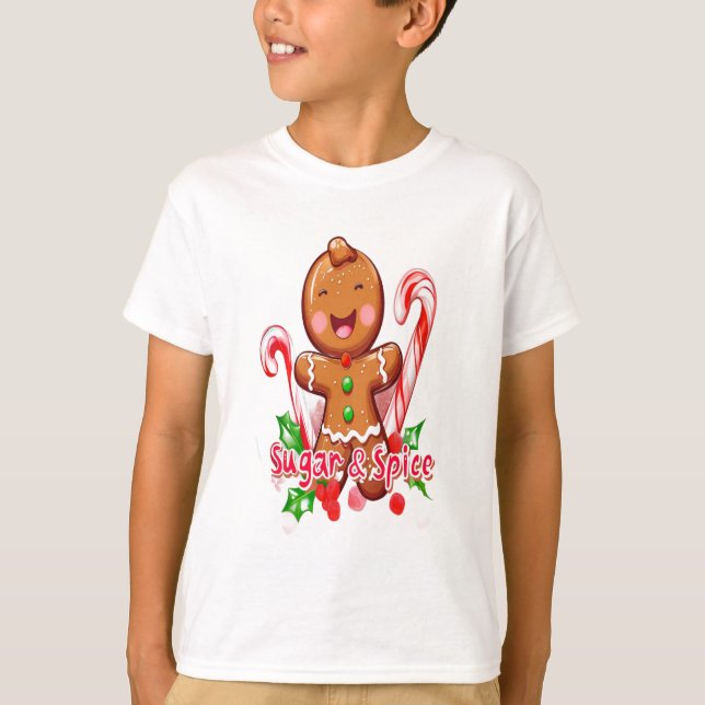 Camiseta Hombre de pan de jengibre y Navidades de cane de c (Anverso)