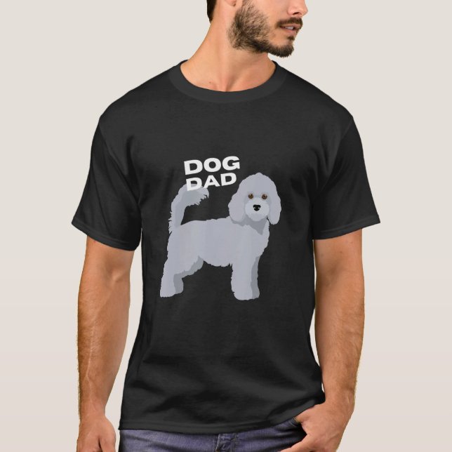 Camiseta Hombre de papá, perro de caniche gris (Anverso)