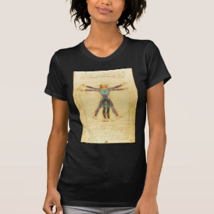 Camiseta Hombre de Vitruvian de da Vinci con los tatuajes