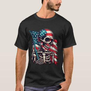 Camiseta Hombre del esqueleto atormentó a la bandera estado