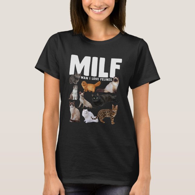 Camiseta Hombre del MILF: Amo a los felinos, gatos divertid (Anverso)