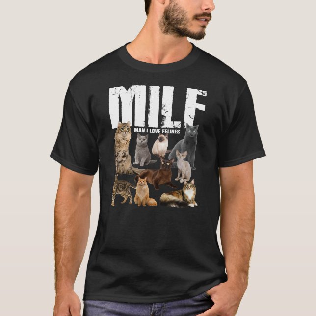 Camiseta Hombre del MILF Amo Felines Cats Graciosas Mujeres (Anverso)