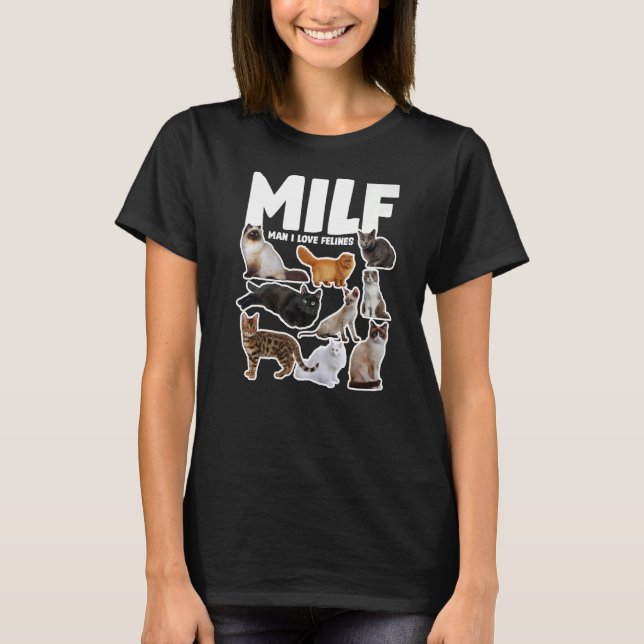 Camiseta Hombre del MILF Amo Felinos Gatos Mujeres Hombres  (Anverso)