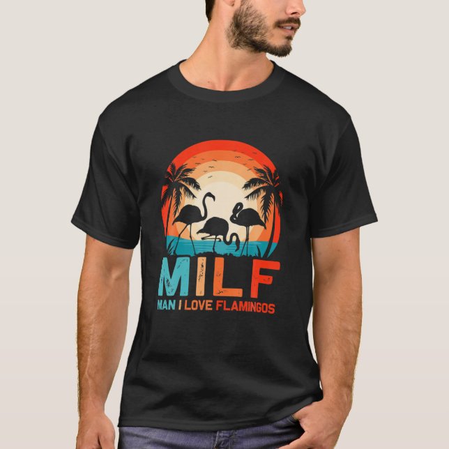 Camiseta Hombre del MILF me encanta Flamingos Gracioso Flam (Anverso)