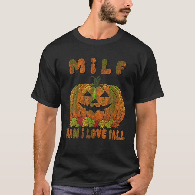 Camiseta Hombre del MILF Me Encanta Humor De Calabaza Caída (Anverso)