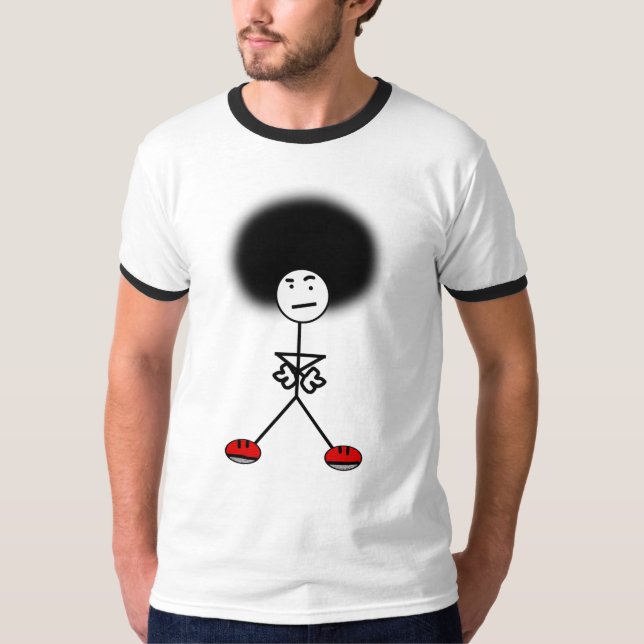 Camiseta Hombre del palillo con un Afro (Anverso)