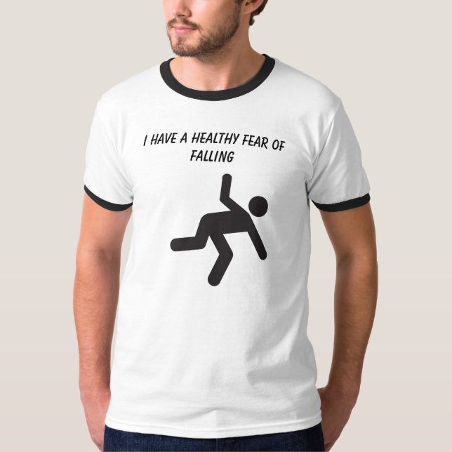 Camiseta Hombre del palillo que cae asustado de alturas (Anverso)