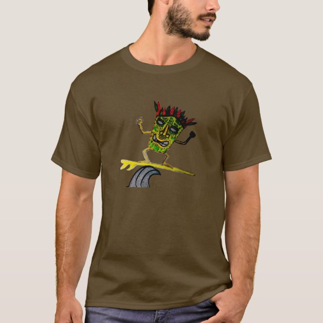 Camiseta hombre del tiki de la persona que practica surf (Anverso)
