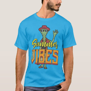 Camiseta Hombre divertido alienígena agitando vibras de ver