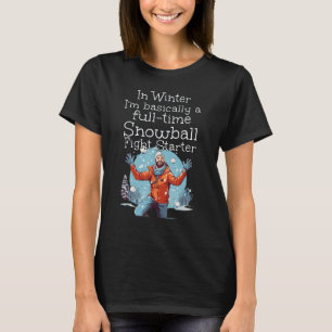 Camiseta Hombre divertido inicia batalla de bola de nieve p