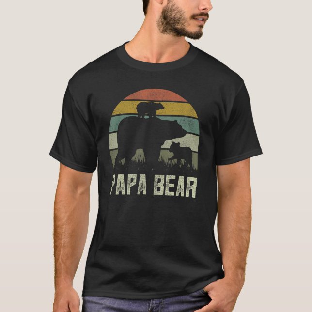 Camiseta Hombre Divertido papá oso oso cubo de 2 niños padr (Anverso)