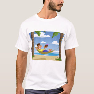 Camiseta Hombre Divertido Relajándose en Hamaca de Playa