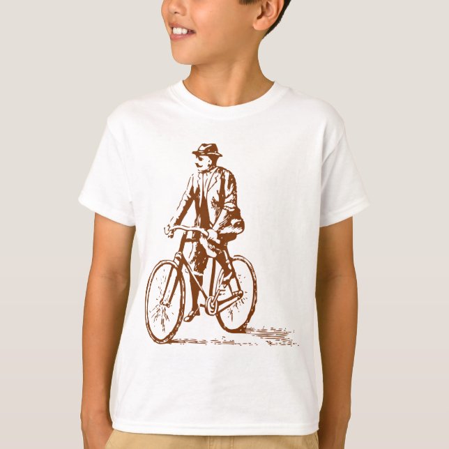 Camiseta Hombre en bicicleta - Marrón de nueces (Anverso)