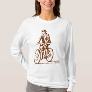 Camiseta Hombre en bicicleta - Marrón de nueces