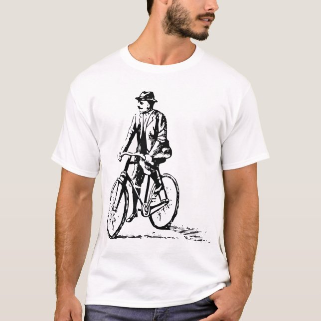 Camiseta Hombre en bicicleta - Negro (Anverso)