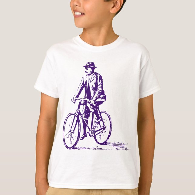Camiseta Hombre en bicicleta - Púrpura profundo (Anverso)