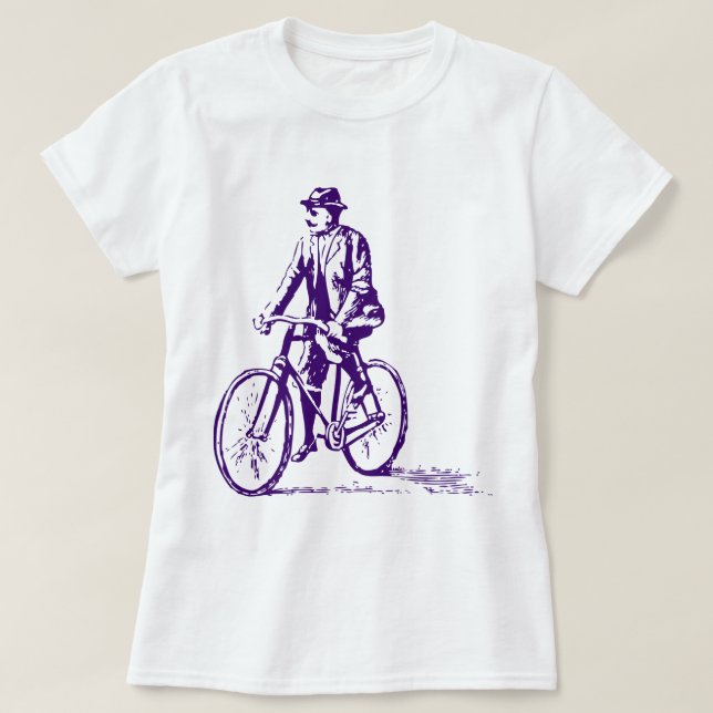 Camiseta Hombre en bicicleta - Púrpura profundo (Diseño del anverso)