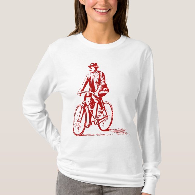 Camiseta Hombre en bicicleta - Rojo de rubí (Anverso)
