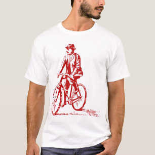 Camiseta Hombre en bicicleta - Rojo Rubí