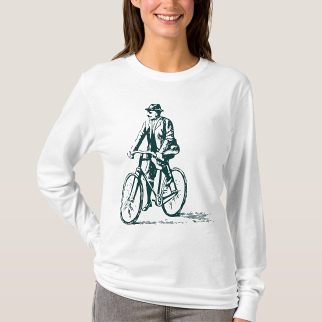 Camiseta Hombre en bicicleta - Verde oscuro (Anverso)