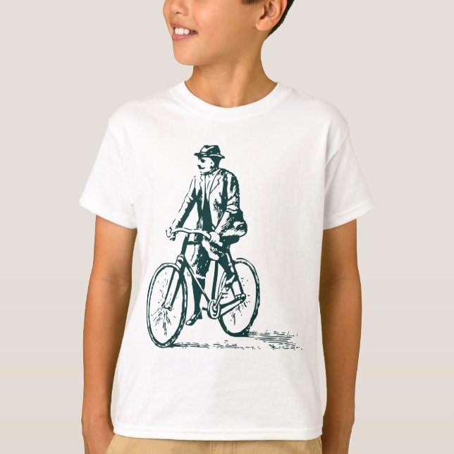 Camiseta Hombre en bicicleta - Verde oscuro (Anverso)