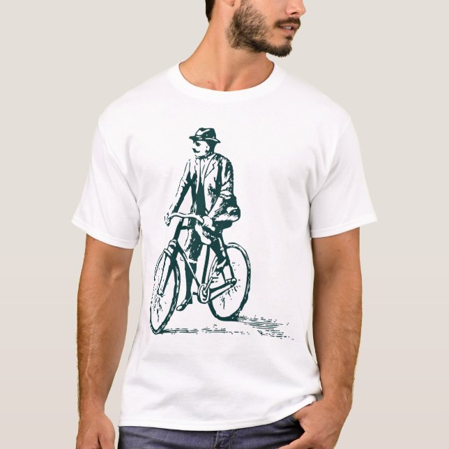 Camiseta Hombre en bicicleta - Verde oscuro (Anverso)