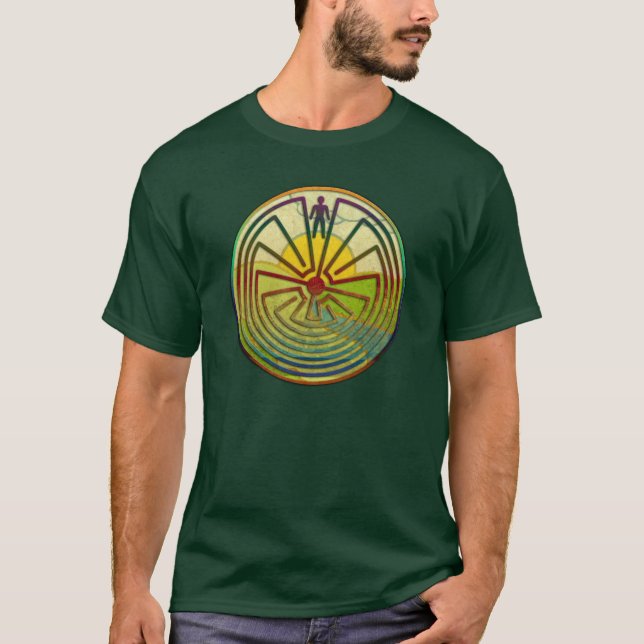 Camiseta HOMBRE EN el paisaje del LABERINTO + su fondo (Anverso)