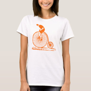 Camiseta Hombre en un Penny Farthing - Naranja