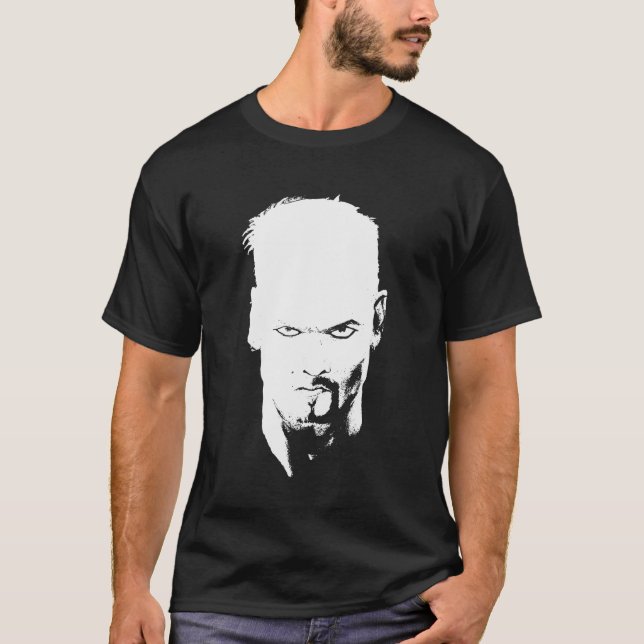 Camiseta Hombre enojado observando blanco y negro (Anverso)