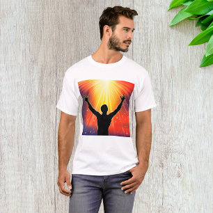 Camiseta Hombre Espiritual Silueta Levantando Brazos