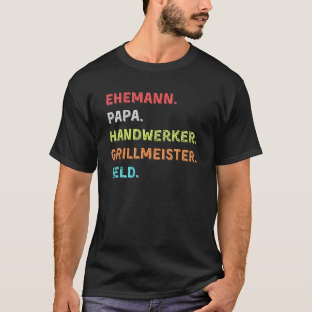 Camiseta Hombre Esposo Papá Artesano Grill Maestro Hero Gar (Anverso)