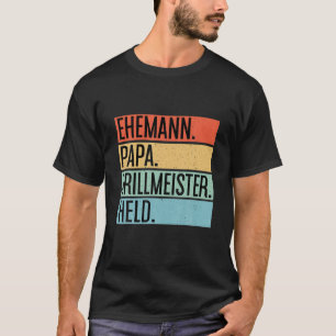 Camiseta Hombre Esposo Papá Grill Maestro Hero BBBQ Da Padr