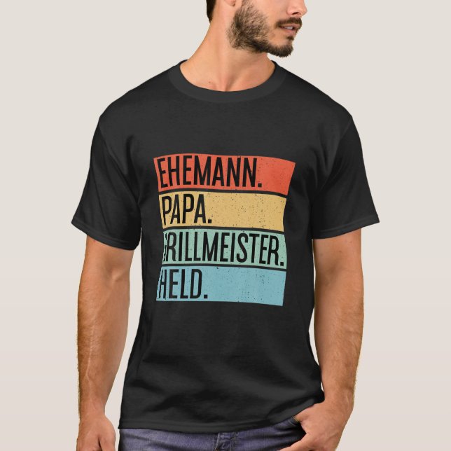 Camiseta Hombre Esposo Papá Grill Maestro Hero BBBQ Da Padr (Anverso)