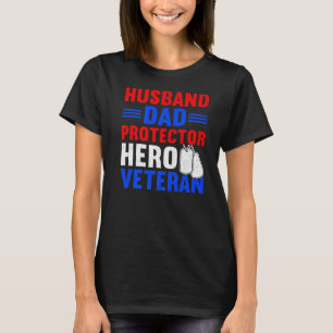 Camiseta Hombre Esposo Papá Protector Héroe Orgulloso Vet E
