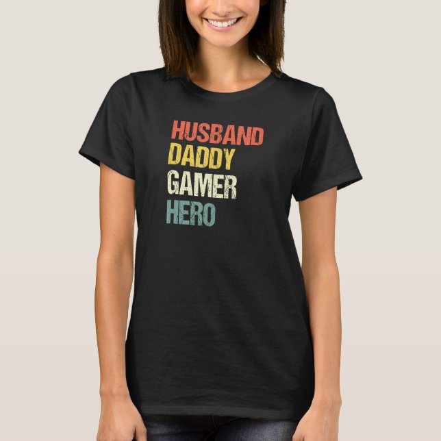 Camiseta Hombre Esposo Papi Gamer Hero Pops Padre Gaming D (Anverso)