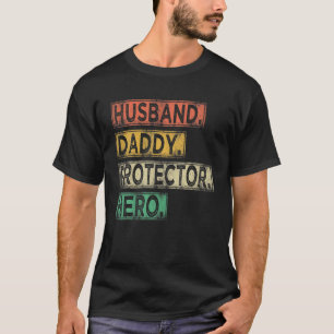 Camiseta Hombre Esposo Vintage Papi Protector Papá Hero Fat