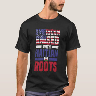 Camiseta Hombre Estadounidense Criado Con Raíces Haitianas 