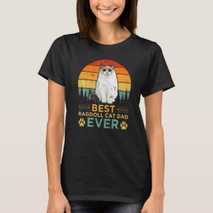 Camiseta Hombre Estilo Retro Mejor Gato Ragdoll Papá Siempr