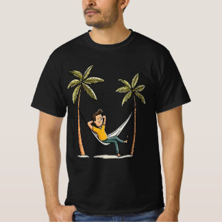 Camiseta Hombre Feliz En Hamaca Arte De Vacaciones En La Pl