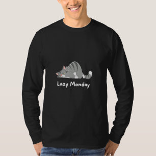 Camiseta Hombre Gato Frase Lunes Perezoso Gato Genial