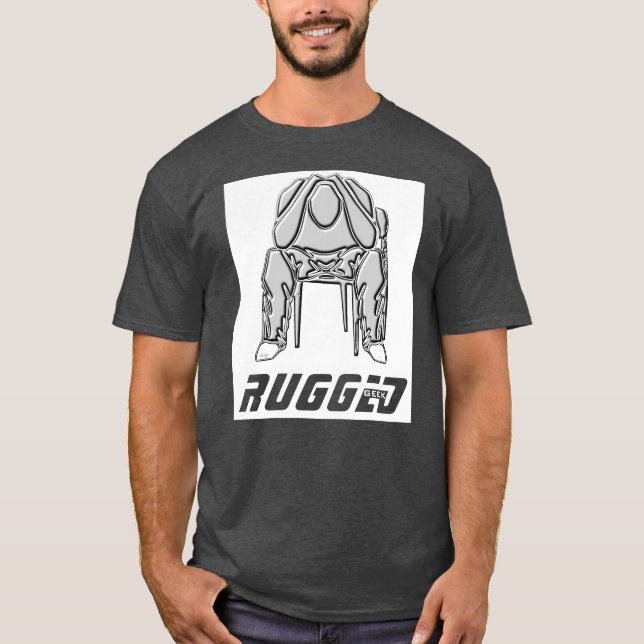 Camiseta Hombre Geek Rugged gris Holding Head | Hombre pens (Anverso)