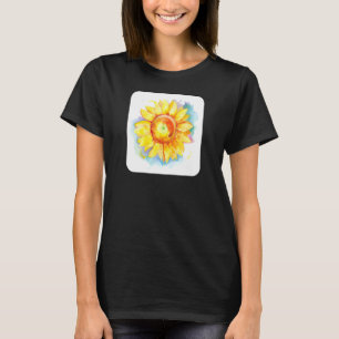 Camiseta Hombre Girasol Acuarela Floración Amarillo Floral 