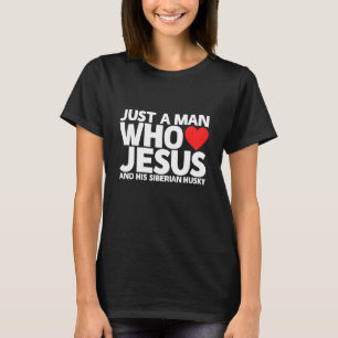 Camiseta Hombre Hombre Jesús Siberiano Husky Perro Mascota 