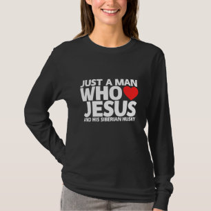 Camiseta Hombre Hombre Jesús Siberiano Husky Perro Mascota