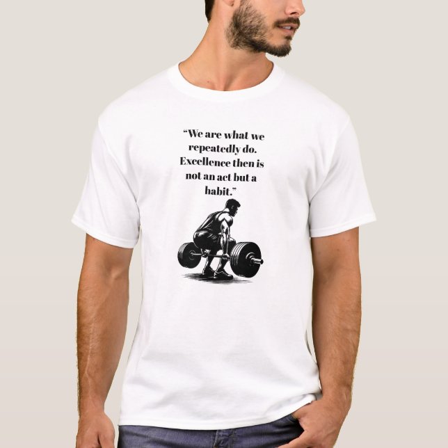 Camiseta hombre levantando pesas ilustracion de arte de con (Anverso)
