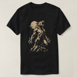 Camiseta Hombre Lobo Aullando a la Luna - Gráfico de Hallow