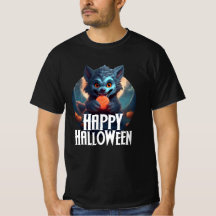 Hombre lobo comiendo dulces Feliz Halloween